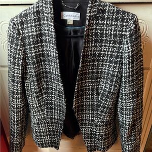 Calvin Klein Women's Black and White Tweed Blazer